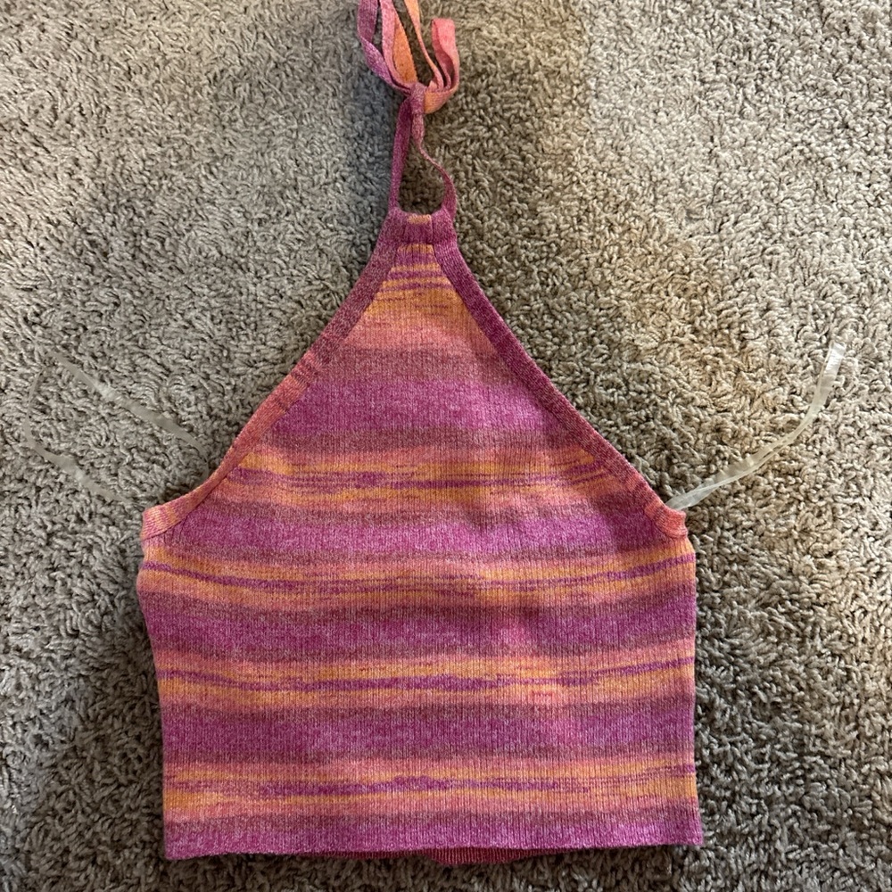 Target Pink and Orange Striped Halter Top